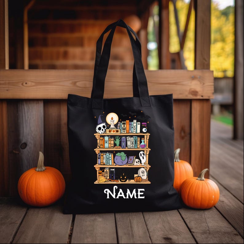 Ghost Bookshelf Personalized Tote Bag — view 2